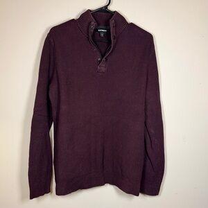 Express Men's Dark Purple Zip Up Sweater